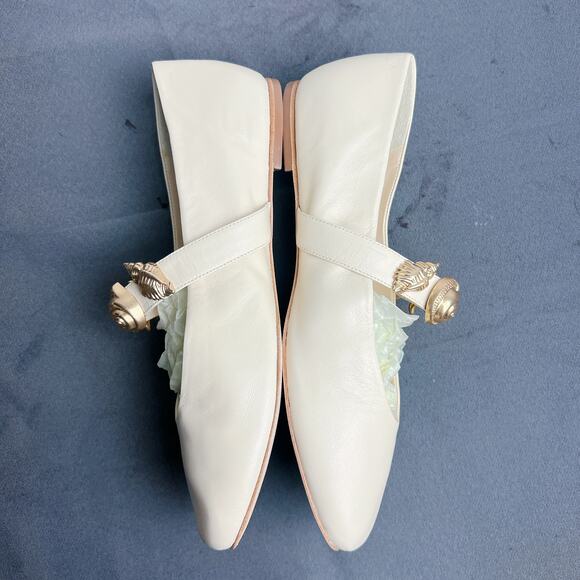 Reformation Bethany Embellished Leather Ballet Flats 9 - Picture 5 of 6